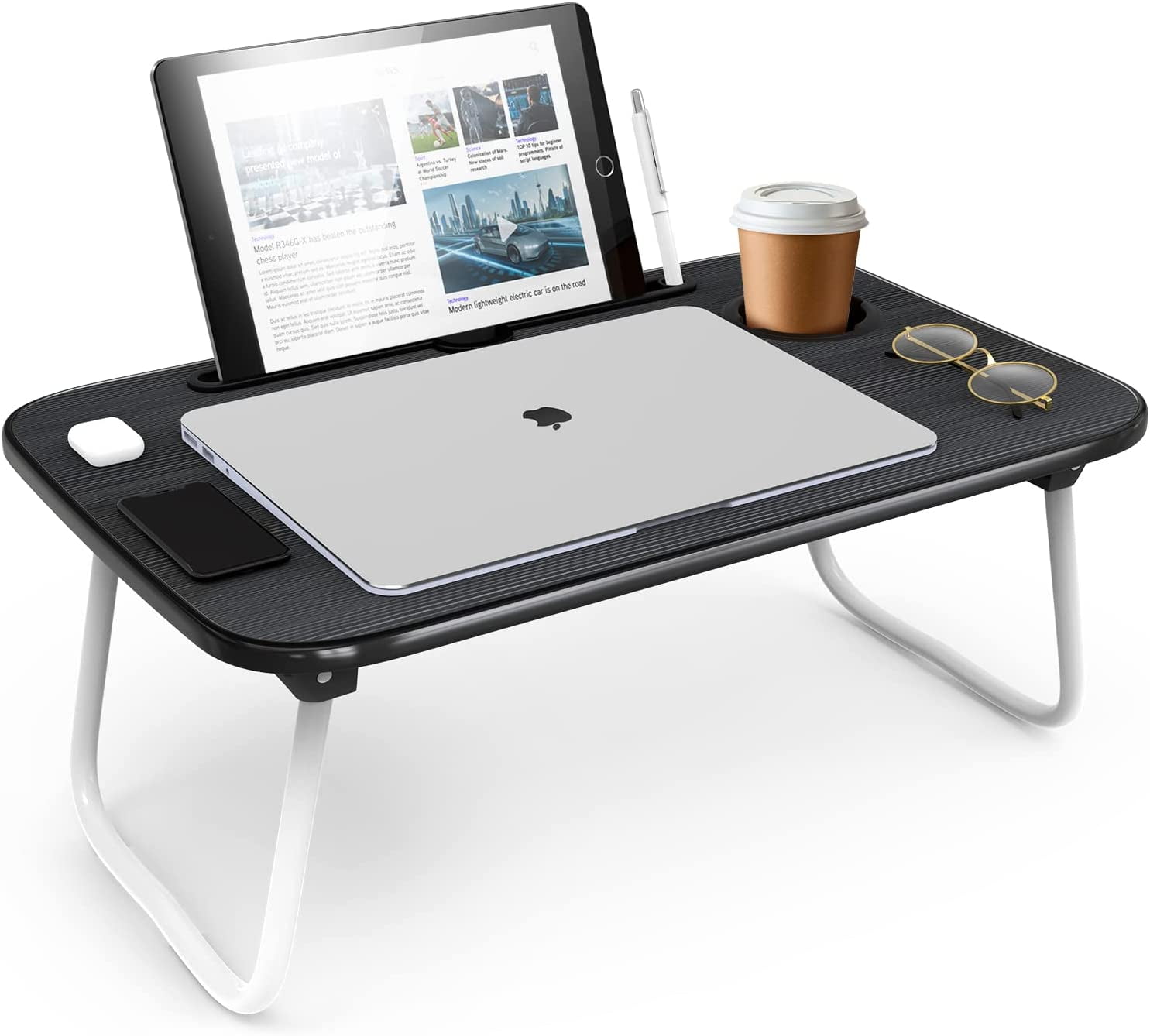 Laptop Bed Tray Table, Stand, Portable Lap Desks with Foldable Legs, Reading Desk for Sofa Couch Floor - Small