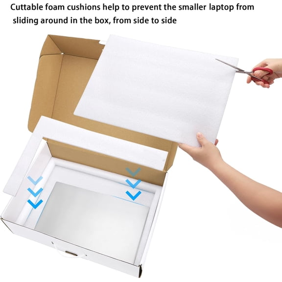 Laptop Box with Protection Foam, Cardboard Laptop Shipping Box Secure Mailer Boxes for up to 17.3 Inch Notebook Computer$$Office