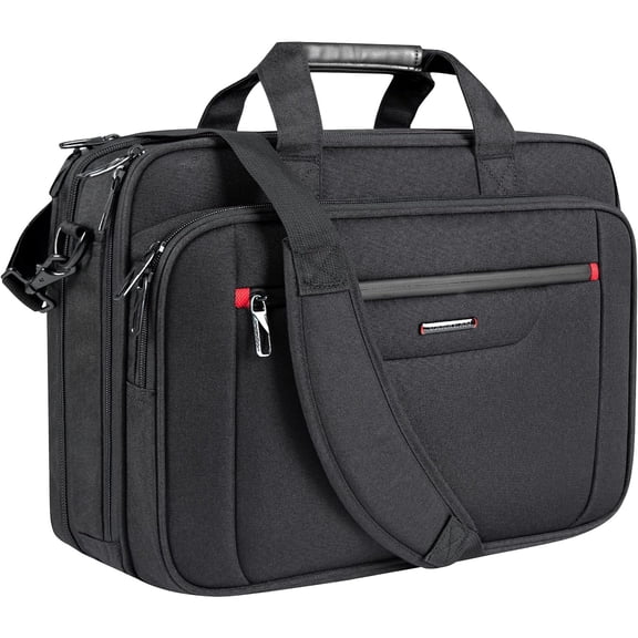 Laptop Briefcase Premium Laptop Case Fits Up to 17.3 Inch Business Shoulder Bag Laptop Expandable Water-Repellent Messenger Bag for Men/ Women Computer Bag for Travel/ Business/ Black