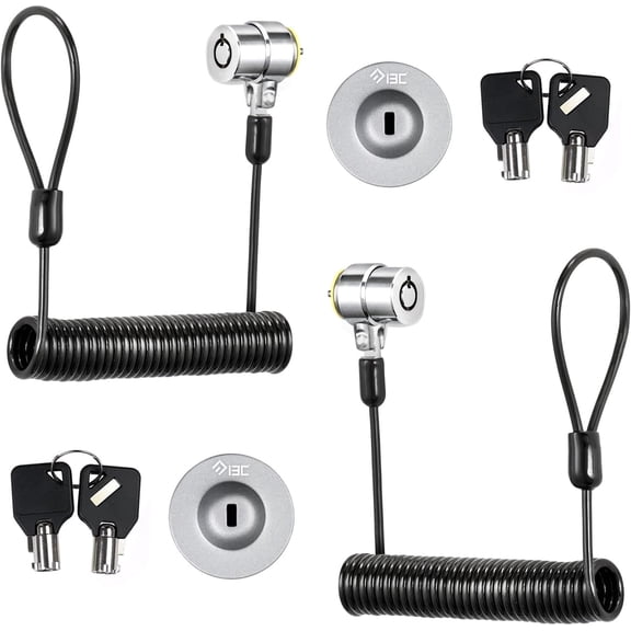 Laptop Cable Lock Retractable Hardware Security Cable Lock with Anchor Plate Compatible with Laptop, Smart Phone, Tablet, and Other Electronic Products (Silver 2pack)