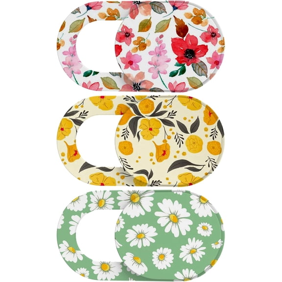 Laptop Camera Co Slide Cute, Ultra Thin Webcam Co for iPhone iPad MacBook Pro Computer iMac Cell Phone PC Acceories, Camera Blocker Slider, Great for Privacy - Flowers (3*Flowes)
