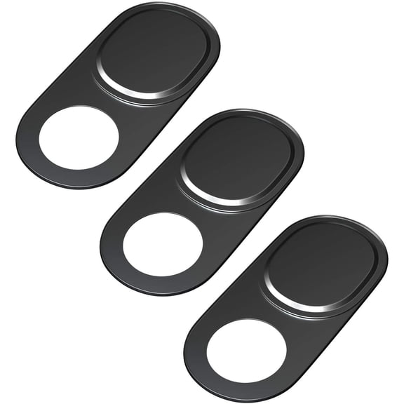 Laptop Camera Cover Slide, 0.027 Inch Ultra-Thin Metal Camera Privacy Covers, Webcam Cover Camera Cover Slide for iPhone, iPad, Mac, MacB, Laptop, PC, Protect Your Privacy Security (Black-3 Pack)