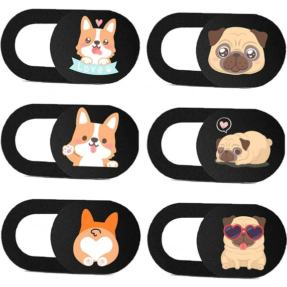 Laptop Camera Cover Slide 3 Pack Slide Computer Webcam Covers for Echo Show, iPhone, iPad, Tablet, Chromebook, PC - Pug