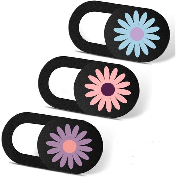 Laptop Camera Cover Slide 3 Pack Ultra Thin Slide Laptop Camera Cover for Echo Show, Computer, Tablet, Mac Air, Chromebook, PC - Daisy New (Patent Pending)