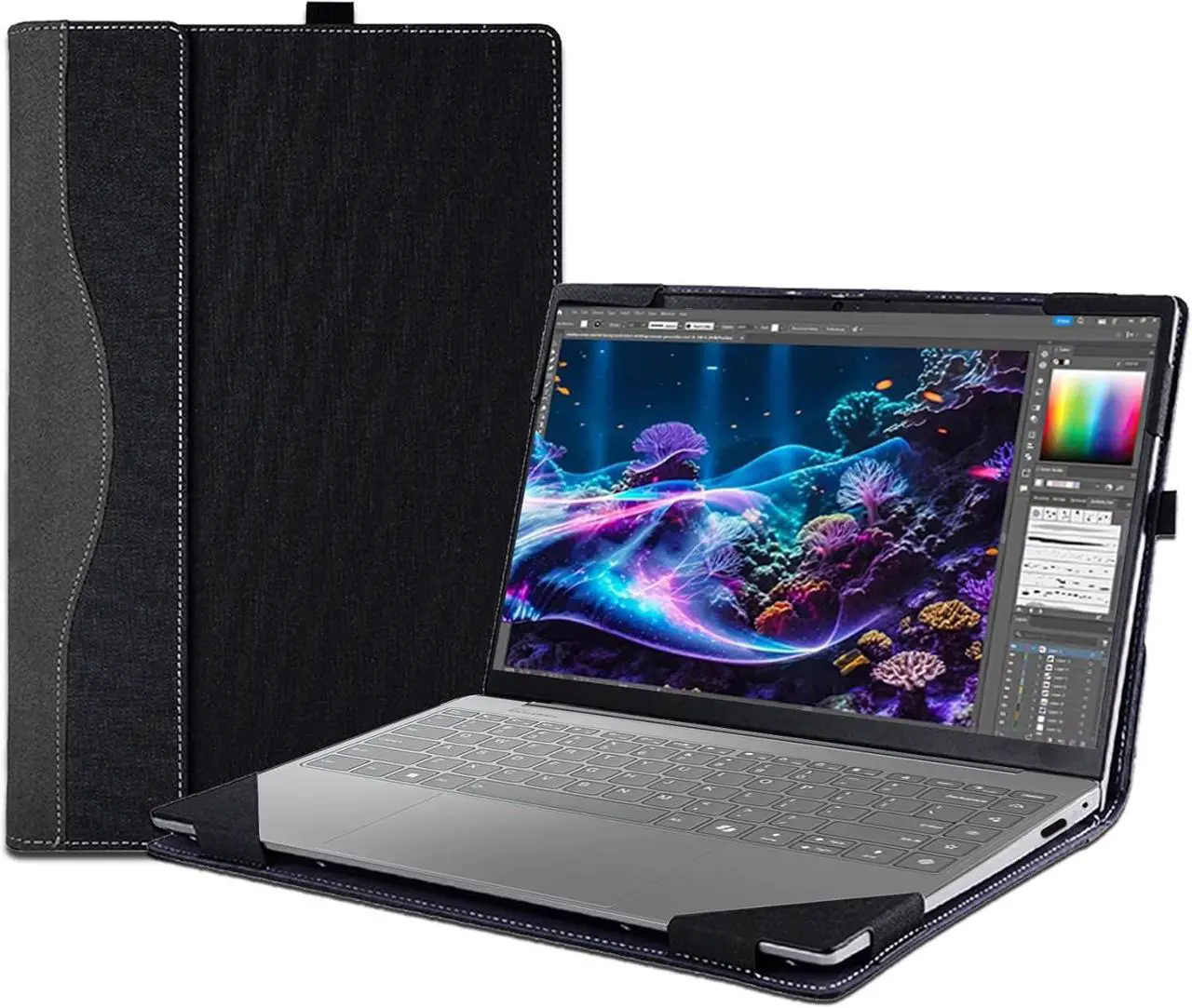 Laptop Case Cover for 14 inch Lenovo Yoga 9 2-in-1 14IMH9 & Yoga 9i 2-in-1 14'' Gen9[Not for Yoga Pro 9 Series],PU Leather Notebook PC Protective Sleeve with Pen Holder