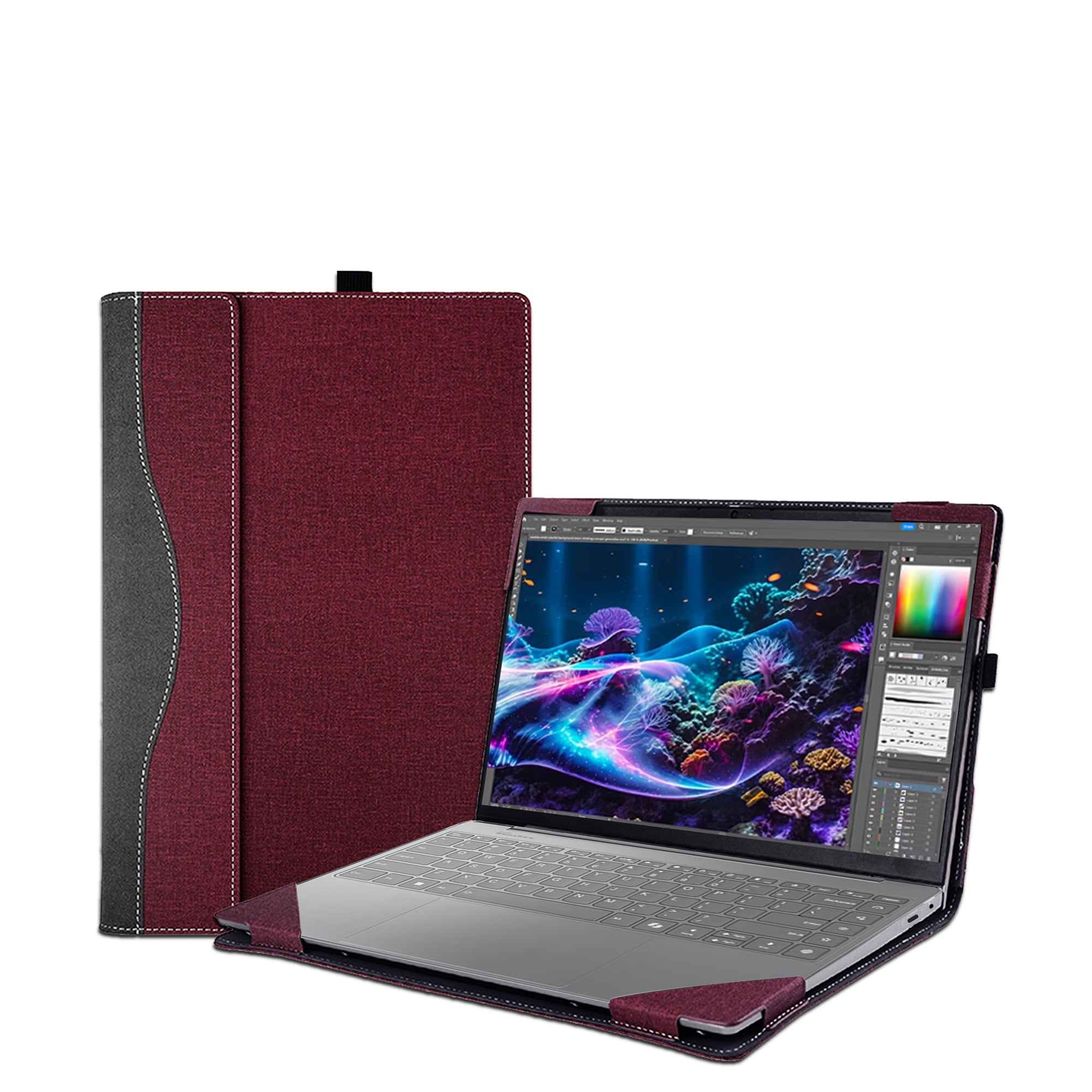 Laptop Case Cover for 14 inch Lenovo Yoga 9 2-in-1 14IMH9 & Yoga 9i 2-in-1 14'' Gen9[Not for Yoga Pro 9 series] ,PU Leather Notebook PC Protective Sleeve with Pen holder