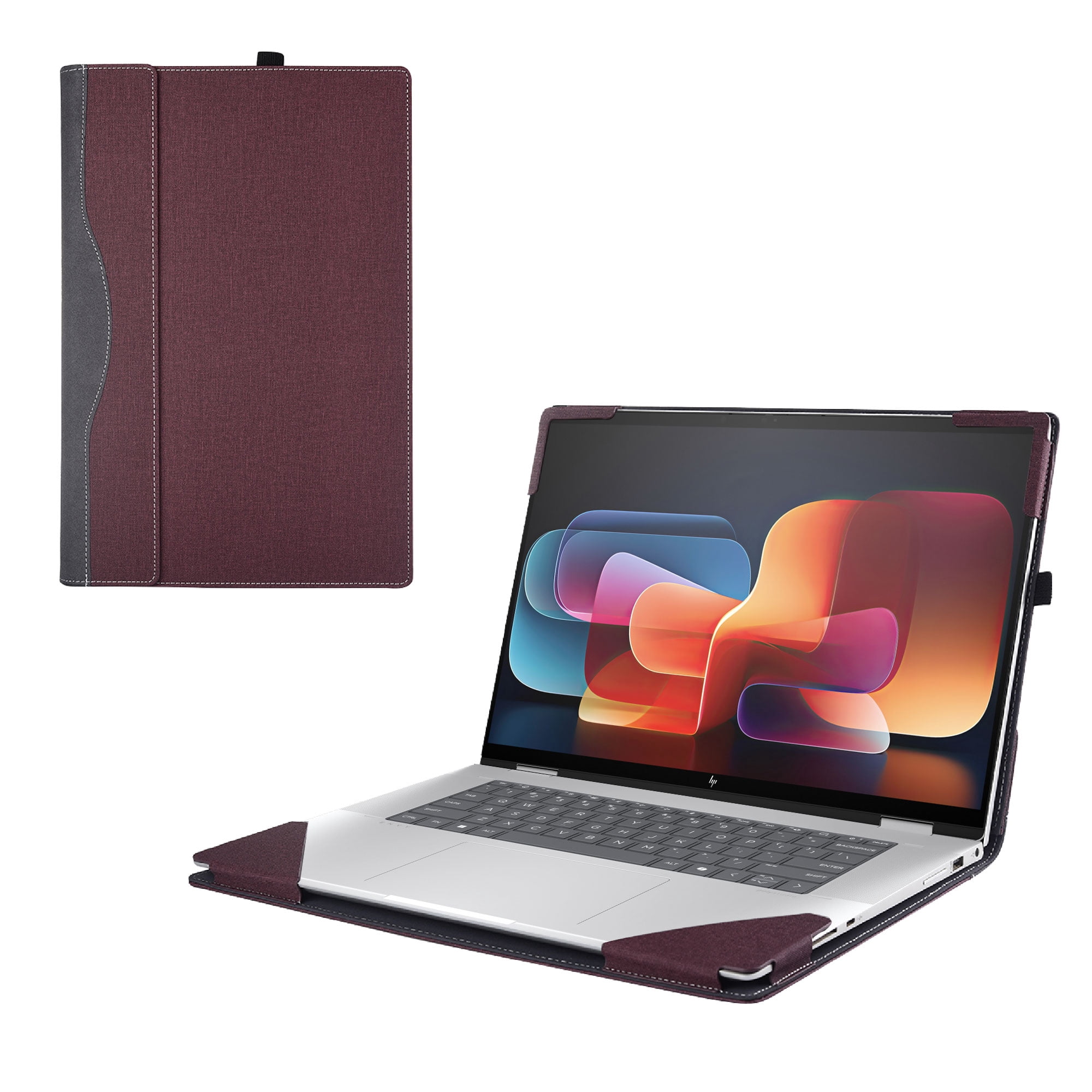 Laptop Case Cover for 2024~2025 16-inch HP Envy x360 16-ACxxxx / 16-ADxxxx Series 2-in-1 Notebook PC (NOT Fitting Any Other HP Models). PU Leather Shell Notebook Sleeve(Wine red)