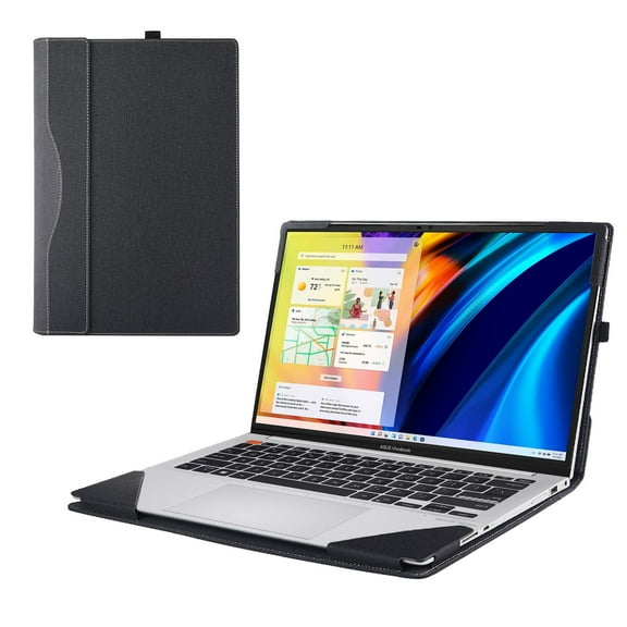 Laptop Case Cover for ASUS VivoBook Pro 14 OLED (M3401/N3401)&Vivobook S 14 OLED (K3402/M3402.Detachable 2-in-1 PU Leather Protective Shell Sleeve(Black)