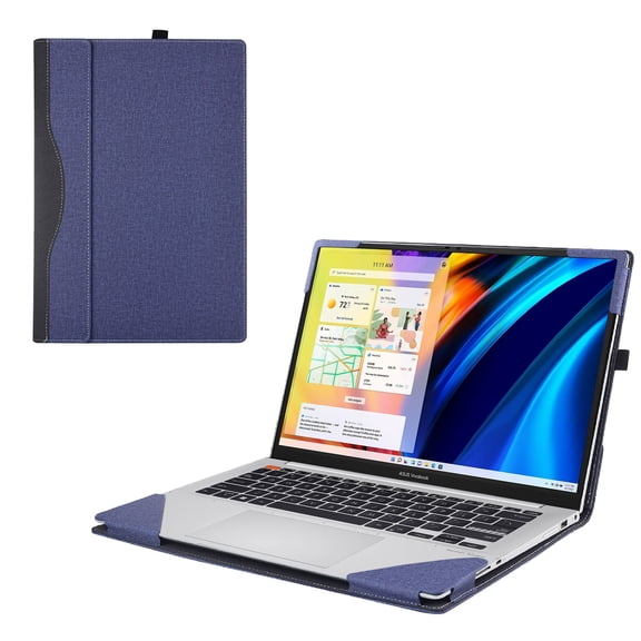 Laptop Case Cover for ASUS VivoBook Pro 14 OLED (M3401/N3401)&Vivobook S 14 OLED (K3402/M3402.Detachable 2-in-1 PU Leather Protective Shell Sleeve(Blue)
