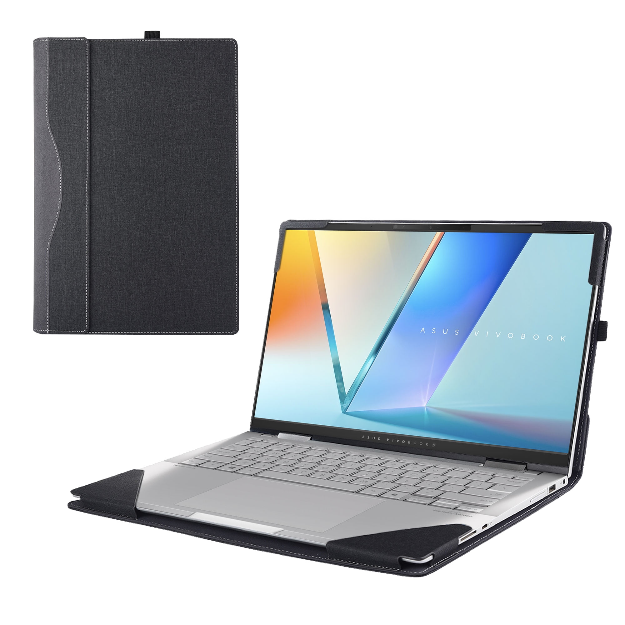 Laptop Case Cover only for ASUS Vivobook S 14 OLED (S5406) 14 inch [NOT Working with Other ASUS Models] Notebook Sleeve Computer Bag Protective PU Leather Shell (Black)