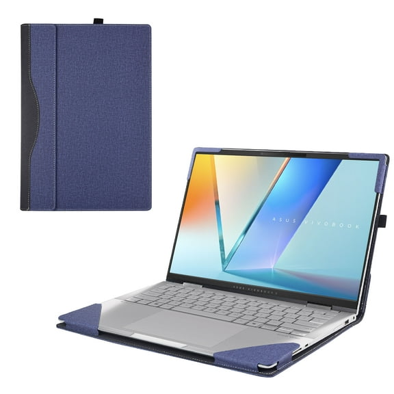 Laptop Case Cover only for ASUS Vivobook S 14 OLED (S5406) 14 inch [NOT Working with Other ASUS Models] Notebook Sleeve Computer Bag Protective PU Leather Shell (Blue)