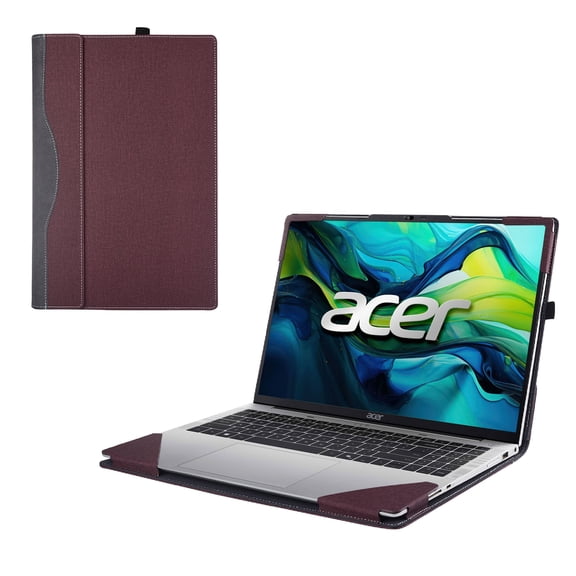 Laptop Case Cover for Acer Aspire Lite 16 (AL16-51P/AL16-52P) 16 inch[not Compatible with Any Other Model] 2-in-1 PU Leather Notebook Sleeve(Wine red)