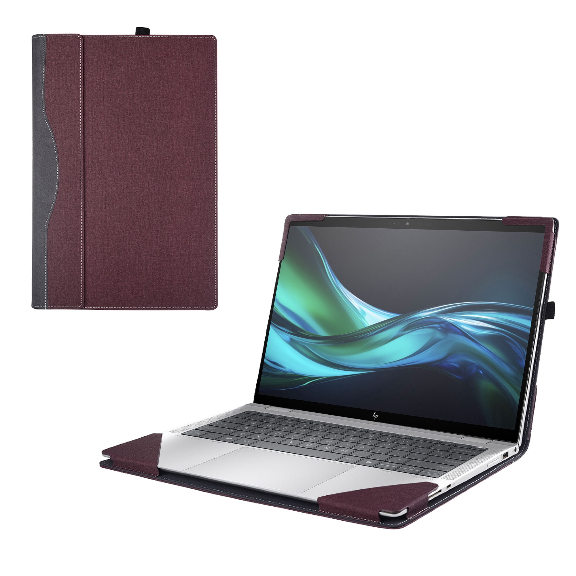 Laptop Case Cover Only for HP Elite x360 1040 G11 2-in-1 14" Notebook PC 2024~2025 (NOT Working with Other Models). PU Leather Shell Notebook Sleeve(Wine red)