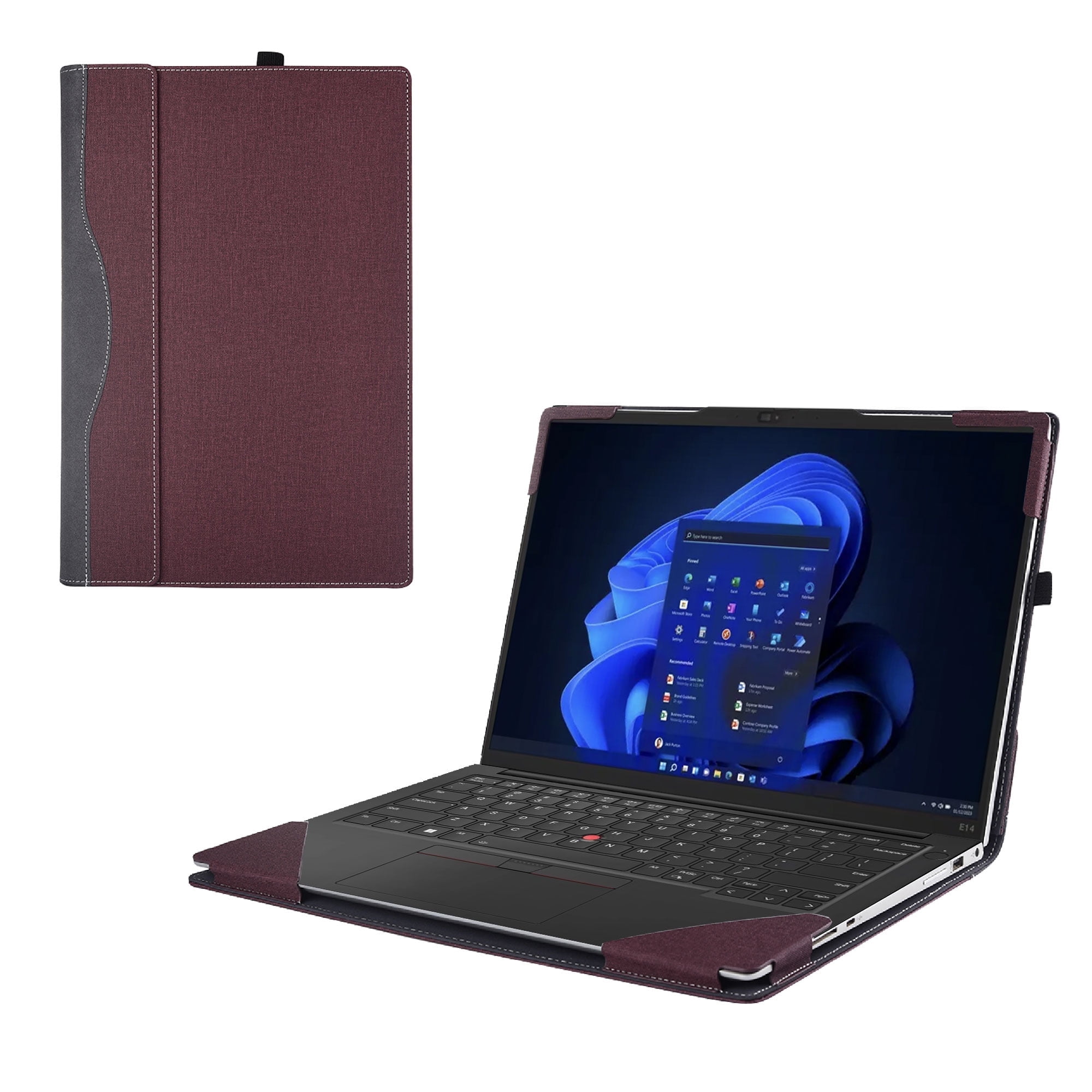 Laptop Case Cover Only for Lenovo ThinkPad T14 Gen 5 14" Notebook PC (NOT Working with Other Lenovo Models). 2-in-1 PU Leather Shell Notebook Sleeve(Wine red)