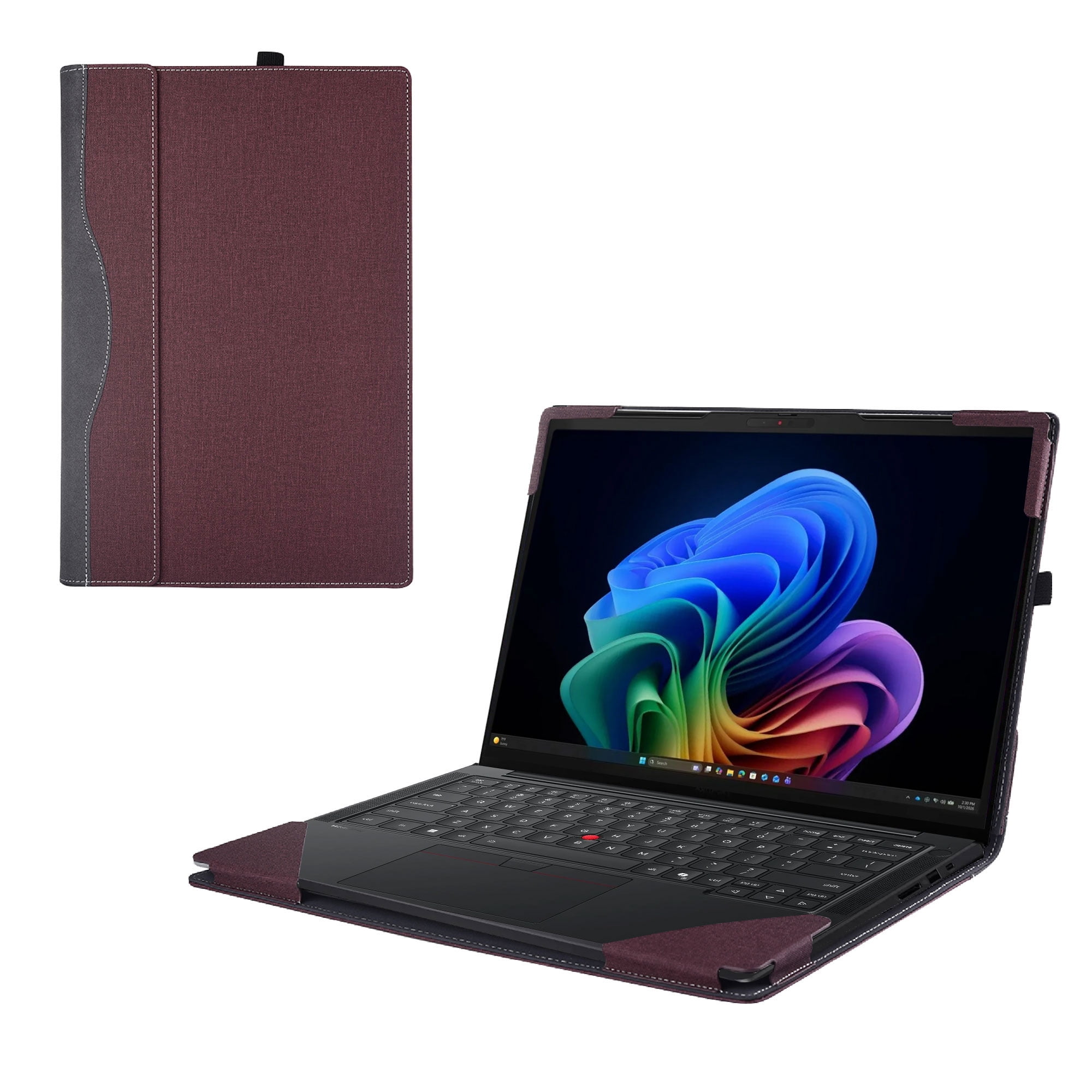 Laptop Case Cover Only for Lenovo ThinkPad T14s Gen 7/ThinkPad T14s Gen 6/ ThinkPad T14s Gen 5 14” (NOT Working with Other Lenovo Models). 2-in-1 PU Leather Shell Notebook Sleeve (Wine red)