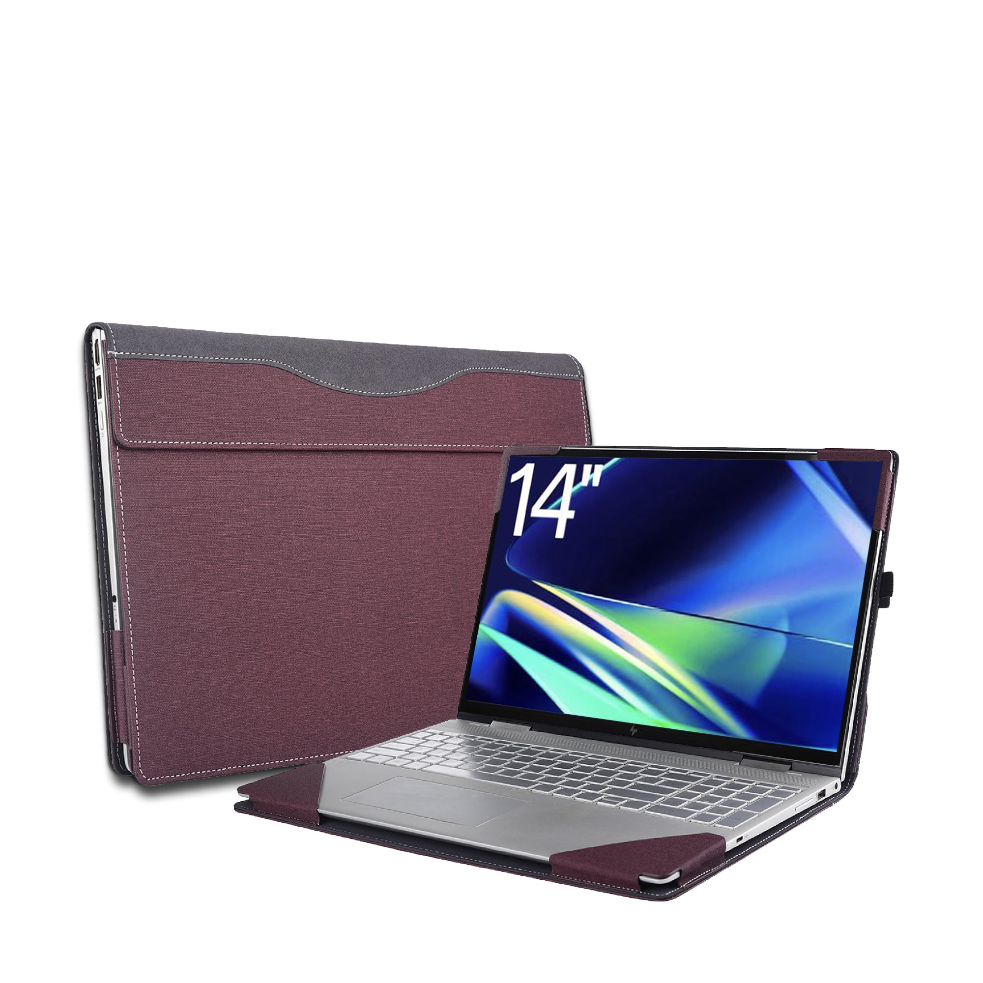 Laptop Case Cover for 14 inch HP Pavilion Plus Laptop 14-ey 14z-ey 14-ew 14t-ew Notebook PC Sleeve,Detachable PU leather Protective Bag Accessory