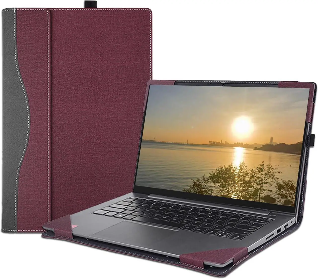 Laptop Case Cover for 14 inch Lenovo K14 Gen 2 & for K14 Gen 3 Sleeve[not for K14 Gen 1],Separable PU Leather Notebook PC Shell Bag Accessories