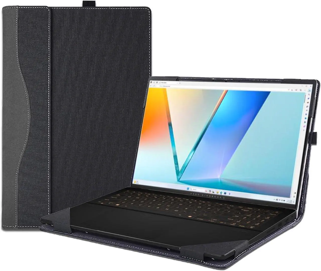 Laptop Case Cover for ASUS Vivobook S 15 S5506 M5506 & Vivobook S 16 S5606 M5606,PU Leather Detachable Protective Sleeve
