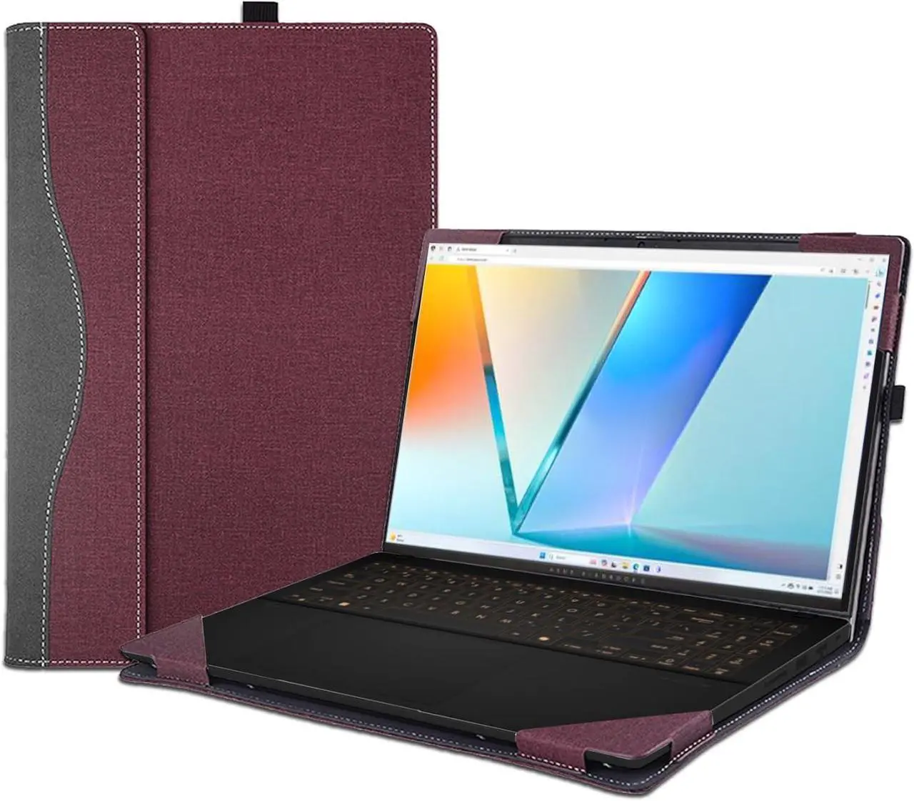 Laptop Case Cover for ASUS Vivobook S 15 S5506 M5506 & Vivobook S 16 S5606 M5606,PU Leather Detachable Protective Sleeve