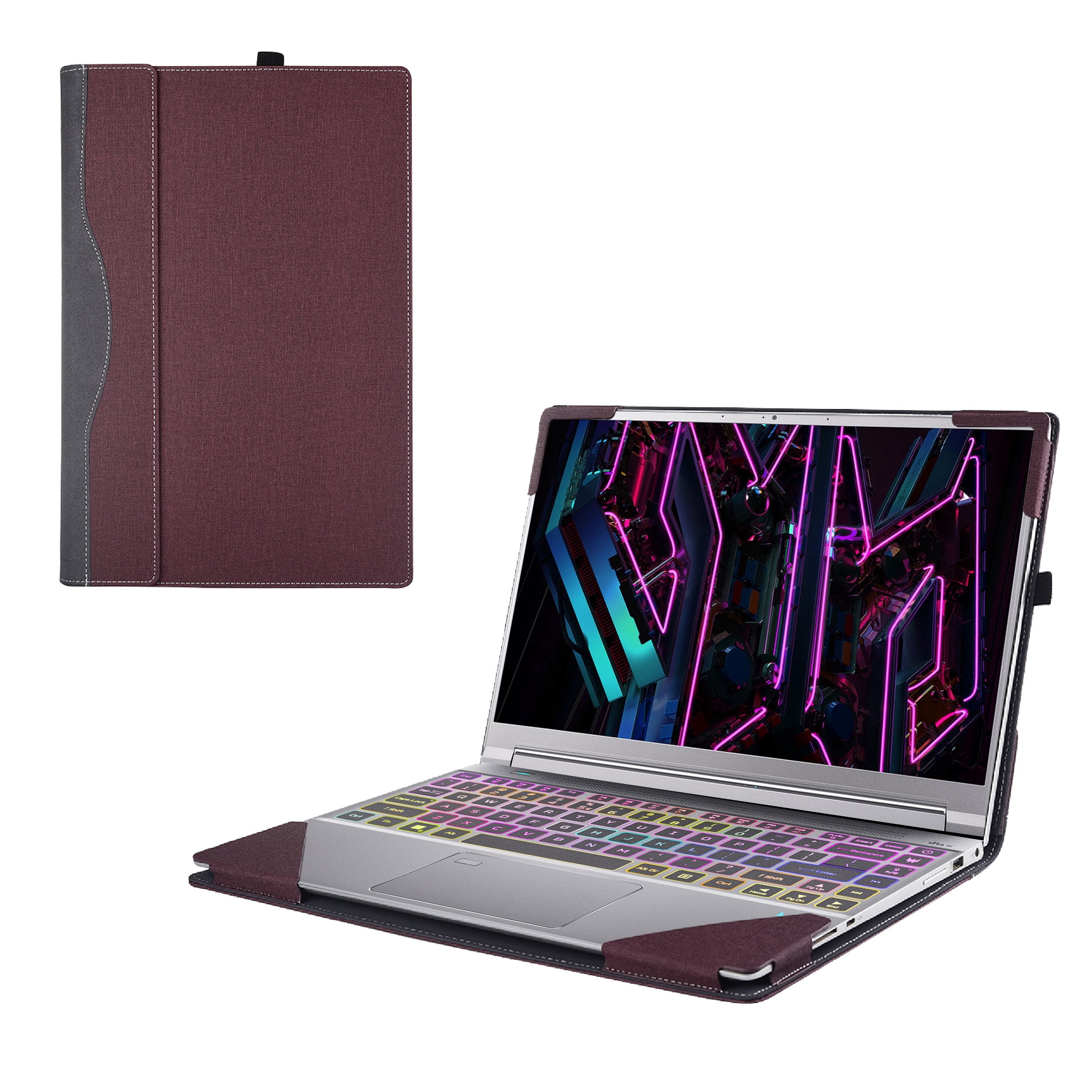 Laptop Case Cover for Acer Predator Triton 14 (PT14-51) 14" [not Compatible with Any Other Model] 2-in-1 PU Leather Notebook Sleeve(Wine red)