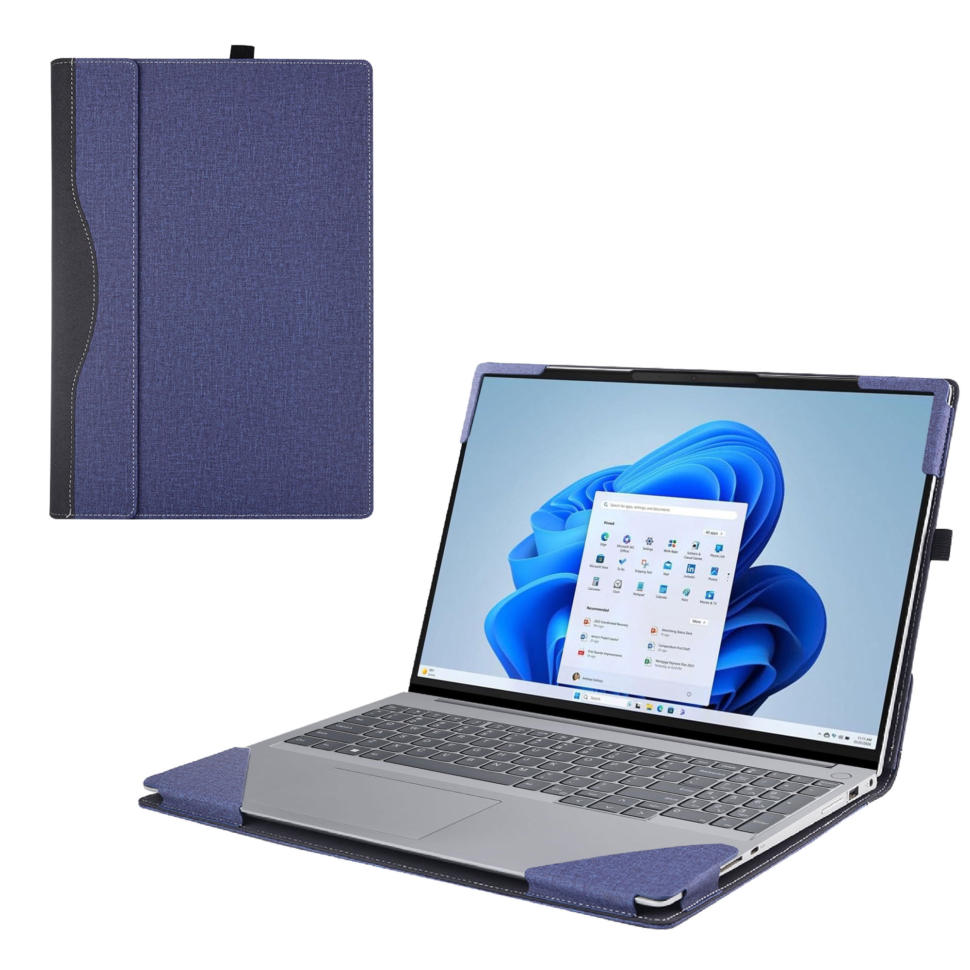 Laptop Case Cover for Lenovo IdeaPad 5 Pro 16 inch [not Compatible with Any Other Model] .2-in-1 PU Leather Detachable Notebook Sleeve(Blue)