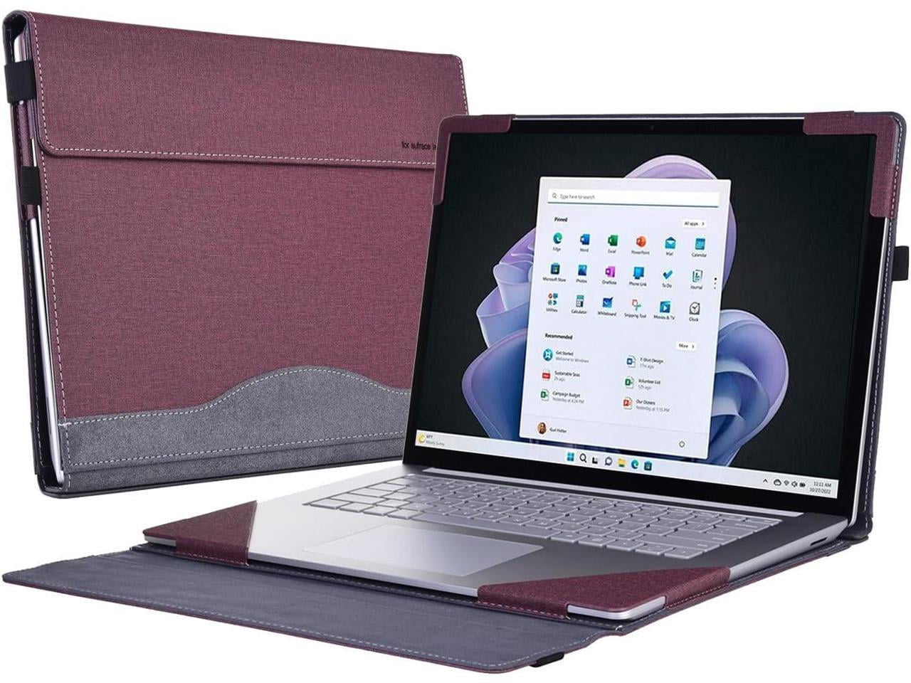 Laptop Case for Microsoft Surface Laptop 6 / Laptop 5 / Laptop 4 / Laptop 3 / Laptop 2 / Laptop 1 15 inch PU Leather Protective Cover with Pencil Holder