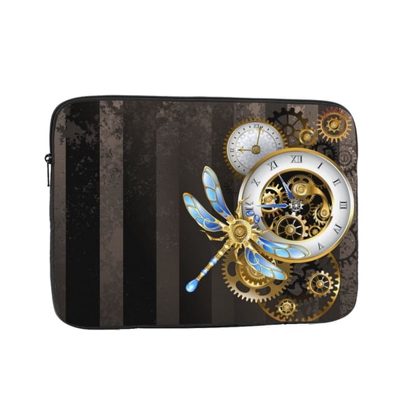 Laptop Case Protect Sleeve Bag Shockproof Protective Notebook Computer Cover 12 inch, Dials With Dragonfly Steampunk Gold Clock