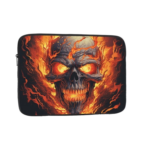 Laptop Case Protect Sleeve Bag Shockproof Protective Notebook Computer Cover 12 inch, Gothic Skull On Fire Vintage Art