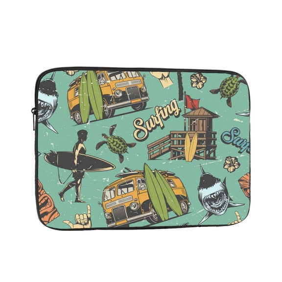 Laptop Case Protect Sleeve Bag Shockproof Protective Notebook Computer Cover 12 inch, Surfing Vintage Shark Hawaii Turtle Tiki