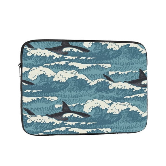 Laptop Case Protect Sleeve Bag Shockproof Protective Notebook Computer Cover 13 inch, Sea Waves Shark Vintage