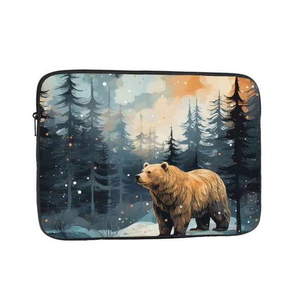 Laptop Case Protect Sleeve Bag Shockproof Protective Notebook Computer Cover 15 inch, Bear Moose Rustic Wood
