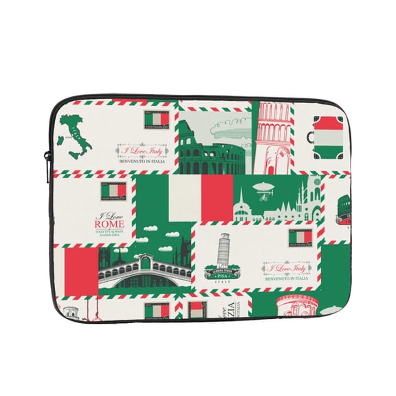 Laptop Case Protect Sleeve Bag Shockproof Protective Notebook Computer Cover 15 inch, Italian Flag Italy Map Vintage Envelope