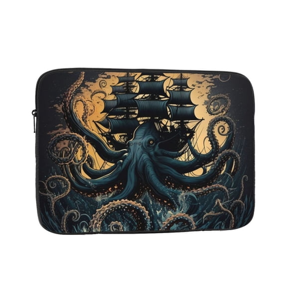 Laptop Case Protect Sleeve Bag Shockproof Protective Notebook Computer Cover 15 inch, Kraken Octopus Tentacles Retro Boat