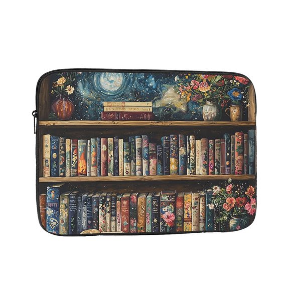 Laptop Case Protect Sleeve Bag Shockproof Protective Notebook Computer Cover 15 inch, Library Bookshelf Hippie Retro