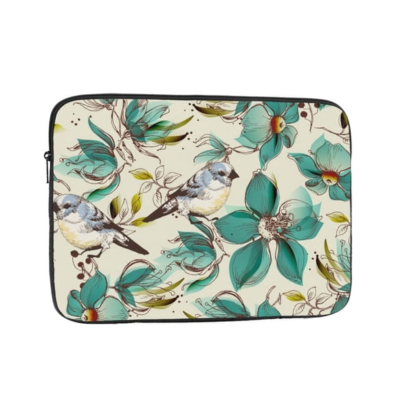 Laptop Case Protect Sleeve Bag Shockproof Protective Notebook Computer Cover 17 inch, Retro Flowers Birds Watercolor