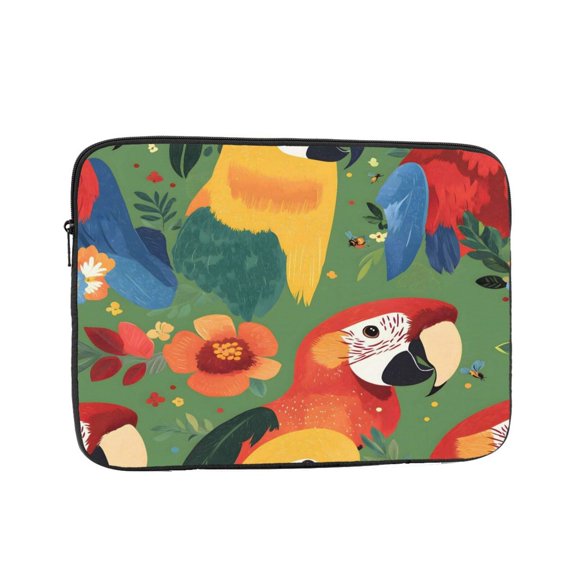 Laptop Case Shockproof Sleeve Water Resistant Computer Bag Fits Tablet Notebook Ultrabook For Travel Office 10 Inch Parrots And Flowers