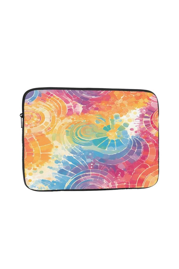 Laptop Case Shockproof Sleeve Water Resistant Computer Bag Fits Tablet Notebook Ultrabook For Travel Office 10 Inch Lightgrey Tie-Dye Background Vibrant Colors And Swirling