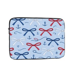 Laptop Case Shockproof Sleeve Water Resistant Computer Bag Fits Tablet Notebook Ultrabook For Travel Office 10 Inch Nautical Theme Thin Ribbon Bow Pattern