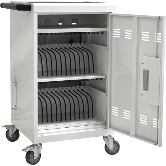 Laptop Charging Cart,32 Devices Tablet Storage Carts for pad Up to 16.3" Screen, Classroom Computer Mobile Charging Station for Pads, Chromebooks,Laptops, Updated Password Lock(32 Bay-White)