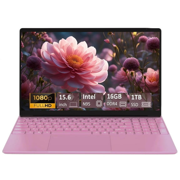 Toemaagic 15.6" Business Laptop,Intel N95,16GB RAM,1TB SSD,Windows 11,WiFi5,Pink