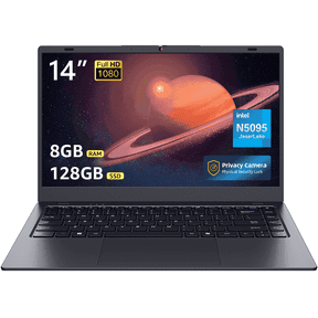 Coolby Laptop Computer , 14.1 inch HD Display, 8GB RAM/128GB SSD, Intel N5095 Quad Core Processor Notebook PC, Support 2.4G/5G Hz WiFi, BT 5.0,Webcam,Laptops for Student and Home
