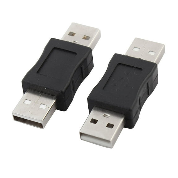 Laptop Computer USB 2.0 Male to Male Plug Adapter Connector Black 5cm Long 2pcs