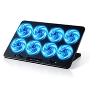 Gopgoy Laptop Cooling Pad for Laptops, Laptop Cooler with 8 Quiet Cooling Fans for 12''-17.3'' Laptops, 6-Level Wind Speed with LCD Display, Height Adjustable L