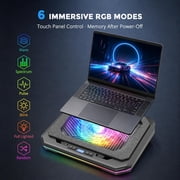 Laptop Cooling Pad with 6 RGB Modes, Quiet 800-2600 RPM Adjustable Turbo Fan, USB-C Powered Laptop Cooler for 12-19 Inch Gaming Laptop & MacBook, Touch Control, 7-Level Stand, Black