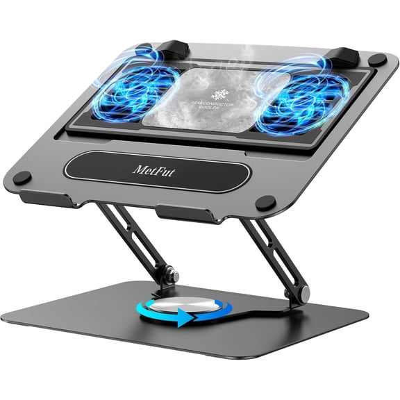 Laptop Cooling Pad with Detachable Fan & Cooler, Adjustable Height Angle, 360 Rotation Base, Ultra-Quiet, Carbon Steel Framework for MacBook, ASUS, Dell 10-16 Tablet, DJ Mixer