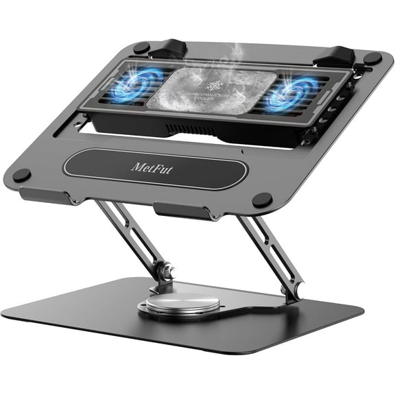 Laptop Cooling Pad with Detachable Fan & Cooler, Adjustable Height & Angle, 360 Rotation Base, Ultra-Quiet, Carbon Steel Framework for MacBook, ASUS, Dell 10-16 Laptop for Tablet, DJ Mixer