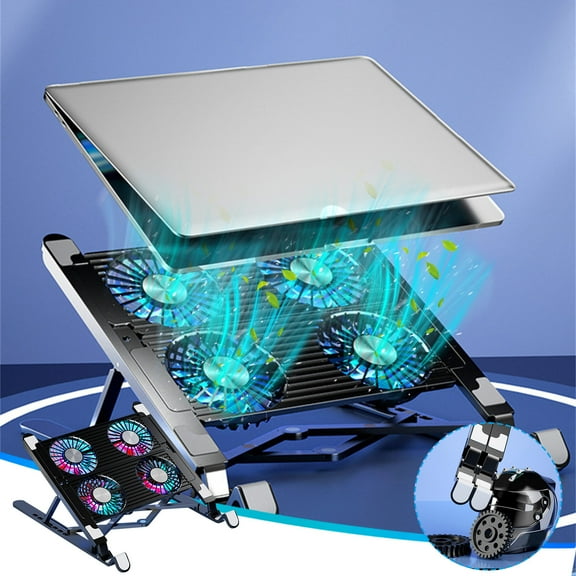 Laptop Cooling Pad, Foldable Stand, 4 Fans, Adjustable Height, Portable, USB Powered, for Gaming, Office, Home, 15-17 Inch Laptops