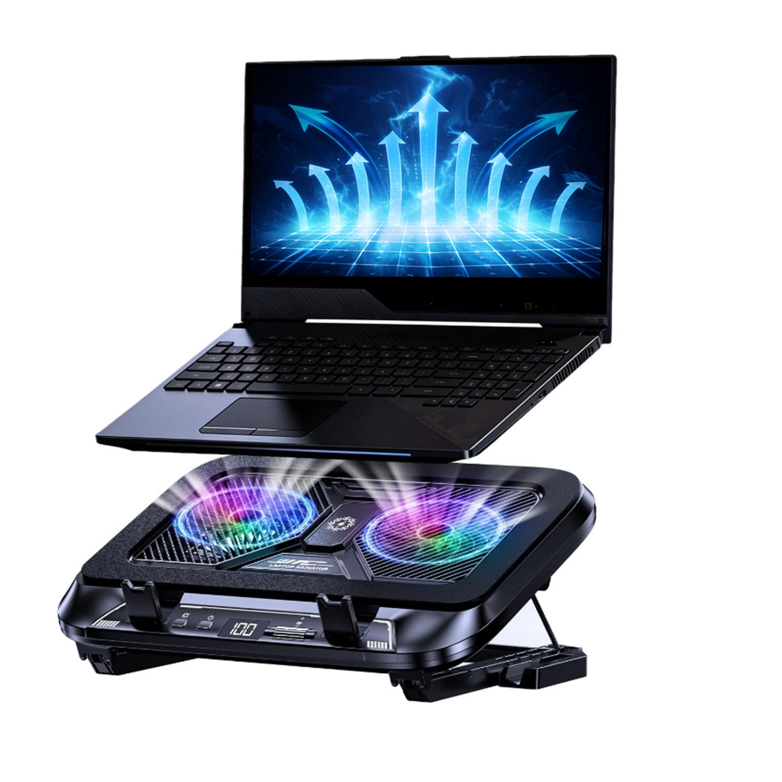 LED Gaming Laptop Cooling Pad Laptop Cooling Stand External Cooling Fan Cooling Laptop 100 Speed Adjustable Accessories