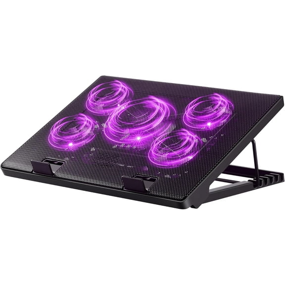 Laptop Cooling Pad, Laptop Cooler with 5 Quiet Fans for 12"-17" Computer PC Notebook Gaming Laptop Fan, Height Adjustable Laptop Cooling Stand Laptop Accessories