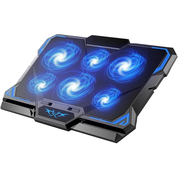 Laptop Cooling Pad, Laptop Cooler with 6 Quiet Led Fans for 15.6-17 Inch Laptop Cooling Fan Stand, Portable Ultra Slim USB  Gaming Laptop Cooling Pad,  Control Fan Speed Function